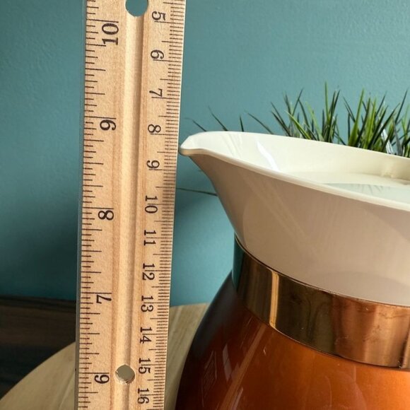 Vintage West Bend Thermo Serv Coffee Carafe Insulated Pitcher Copper & White - Picture 11 of 12